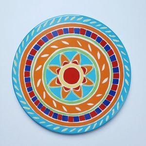 Ceramic Round Kitchen Trivet Wall Hanging Mediterranean Italian design NWOT